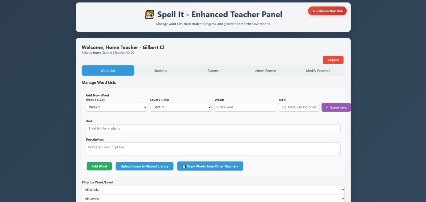 Teacher Dashboard